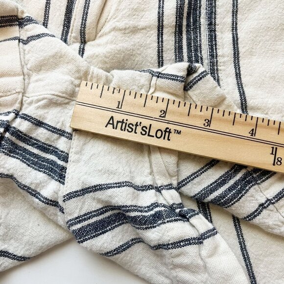 Roxy Cream & Blue Striped Linen Shorts High Rise Beach Casual Boho Size Small - Picture 7 of 7